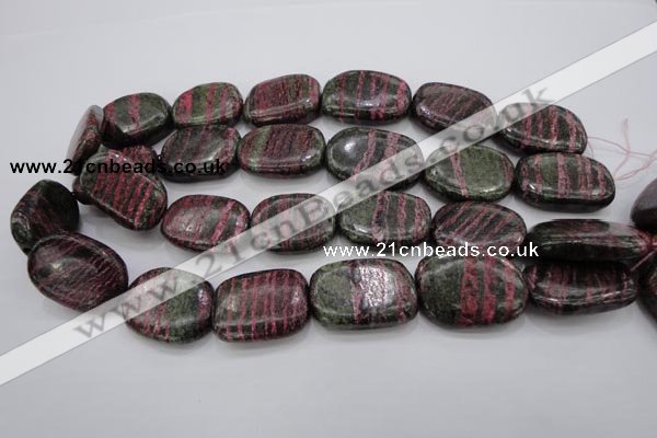 CSJ290 15.5 inches 22*30mm freeform dyed green silver line jasper beads