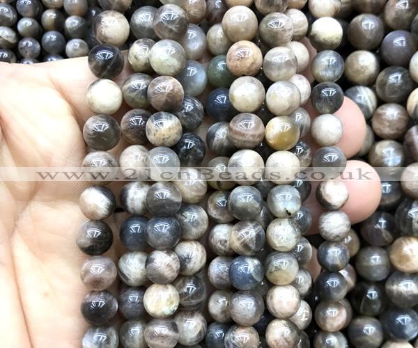 CSS867 15 inches 8mm round black sunstone beads wholesale