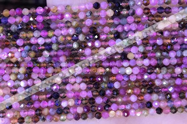 CTG1326 15.5 inches 2mm faceted round tourmaline beads wholesale