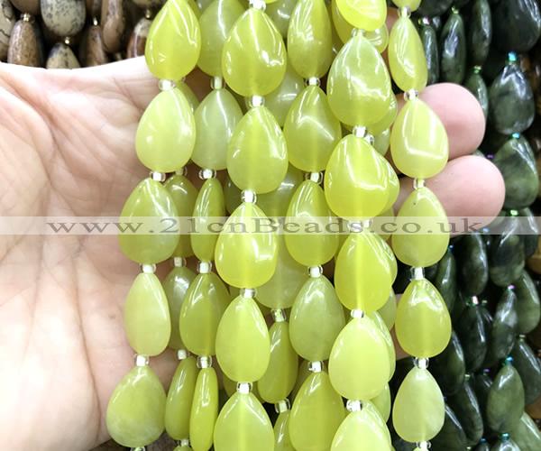 CTR506 15 inches 13*18mm flat teardrop lemon jade beads