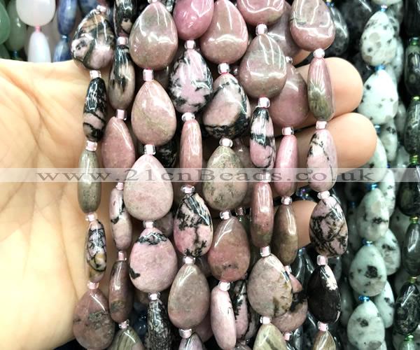 CTR526 15 inches 13*18mm flat teardrop rhodonite gemstone beads