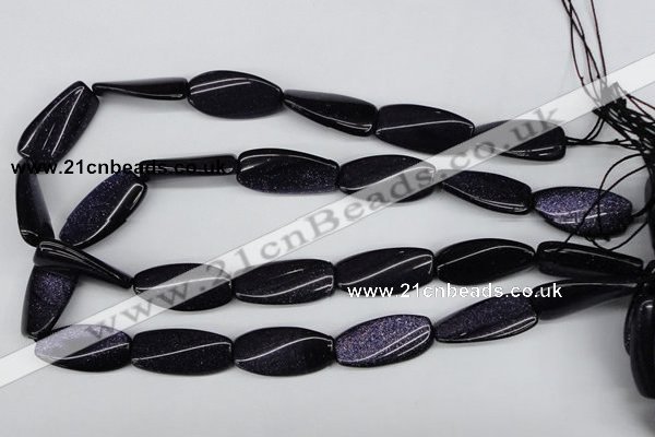 CTW118 15.5 inches 15*30mm twisted rectangle blue goldstone beads