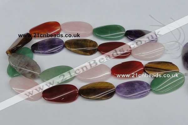 CTW168 15.5 inches 22*40mm twisted oval mixed gemstone beads