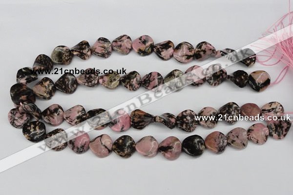 CTW24 15.5 inches 16mm twisted coin rhodonite beads wholesale