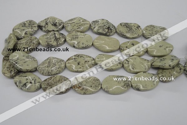 CTW306 15.5 inches 20*30mm wavy oval artistic jasper beads