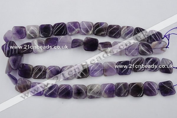 CTW351 15.5 inches 16*16mm twisted square dogtooth amethyst beads