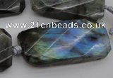 CTW457 20*38mm faceted & twisted rectangle labradorite beads