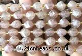 CTW552 15 inches 8mm faceted & twisted S-shaped strawberry quartz beads