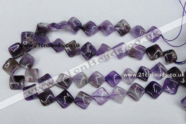 CTW56 15.5 inches 15*15mm twisted diamond amethyst gemstone beads