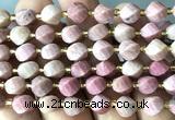 CTW571 15 inches 8mm faceted & twisted S-shaped pink wooden jasper beads