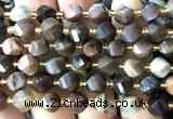 CTW575 15 inches 8mm faceted & twisted S-shaped wooden jasper beads