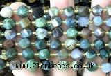 CTW579 15 inches 8mm faceted & twisted S-shaped Indian agate beads