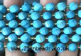 CTW594 15 inches 8mm faceted & twisted S-shaped green turquoise beads