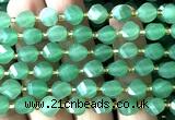 CTW596 8mm faceted & twisted S-shaped green aventurine jade beads