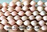 CTW604 8mm faceted & twisted S-shaped Chinese pink opal beads