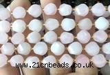 CTW651 15 inches 10mm faceted & twisted S-shaped rose quartz beads