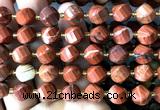 CTW671 15 inches 10mm faceted & twisted S-shaped red jasper beads