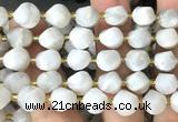 CTW680 10mm faceted & twisted S-shaped white crazy lace agate beads