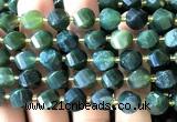 CTW683 15 inches 10mm faceted & twisted S-shaped moss agate beads