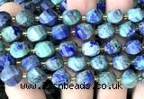 CTW693 15 inches 10mm faceted & twisted S-shaped chrysocolla beads