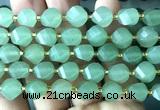 CTW702 10mm faceted & twisted S-shaped green aventurine jade beads