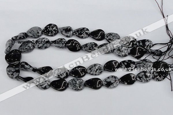 CTW78 15.5 inches 15*20mm twisted oval snowflake obsidian beads