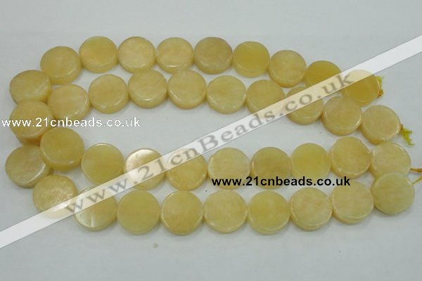 CYJ51 15.5 inches 20mm coin yellow jade gemstone beads wholesale