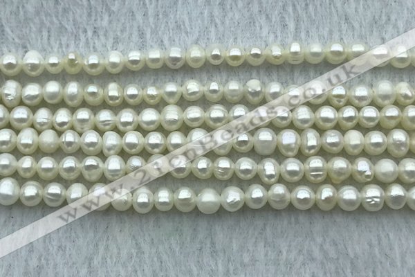 FWP38 14.5 inches 3mm - 4mm potato white freshwater pearl strands