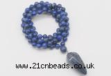 GMN4087 Hand-knotted 8mm, 10mm lapis lazuli 108 beads mala necklace with pendant