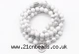 GMN7000 8mm white howlite 108 mala beads wrap bracelet necklaces
