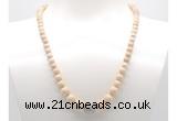 GMN7300 white fossil jasper graduated beaded necklace & bracelet set