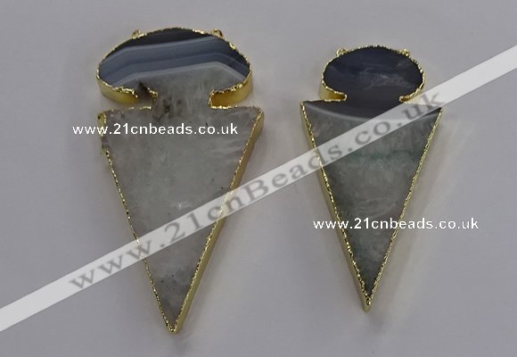 NGC1439 35*60mm - 40*75mm arrowhead agate gemstone connectors