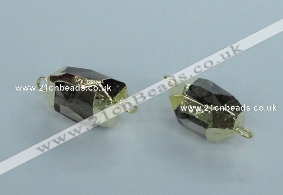 NGC341 15*20mm - 18*25mm faceted nuggets smoky quartz connectors