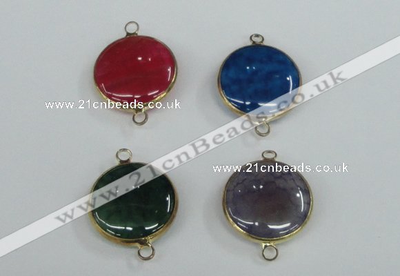 NGC401 18mm flat round agate gemstone connectors wholesale