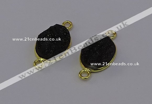 NGC5589 12*16mm oval plated druzy agate connectors wholesale