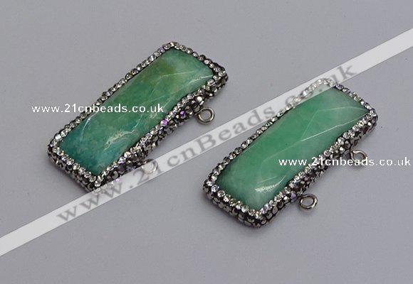 NGC5745 15*40mm rectangle amazonite gemstone connectors