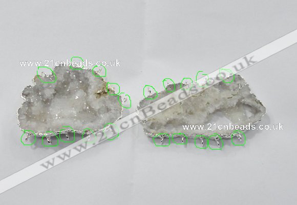 NGC930 45*65mm - 70*90mm freeform druzy agate connectors