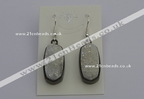 NGE5140 10*22mm - 12*25mm freeform plated druzy quartz earrings