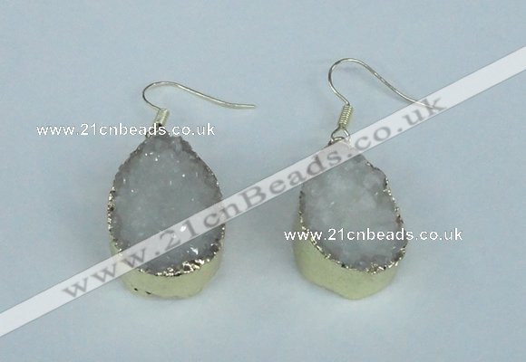 NGE90 18*25mm teardrop druzy agate gemstone earrings wholesale