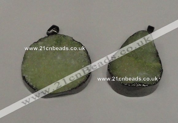 NGP1521 30*35mm - 30*40mm freeform plated druzy agate pendants