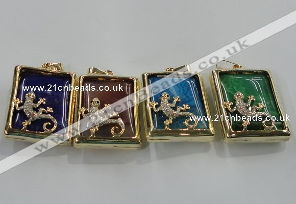 NGP1568 9*33*45mm rectangle agate with brass setting pendants