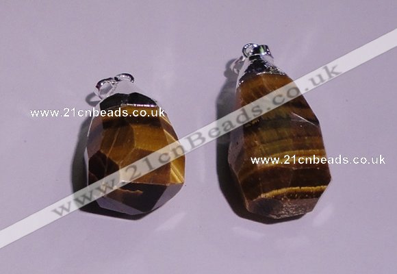 NGP1698 15*30mm - 18*35mm faceted nuggets yellow tiger eye pendants