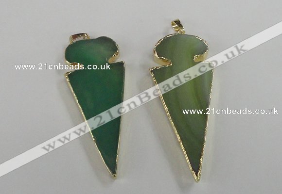 NGP1724 30*65mm arrowhead agate gemstone pendants wholesale