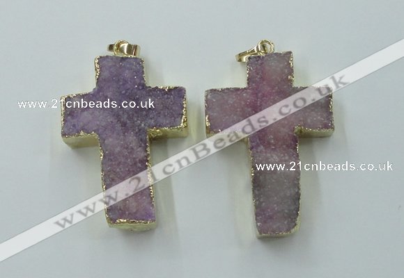 NGP1878 30*45mm - 32*50mm cross druzy agate gemstone pendants