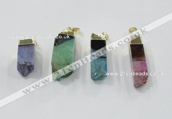 NGP2849 8*20mm - 12*40mm sticks druzy agate gemstone pendants