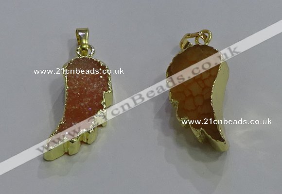 NGP3604 15*30mm - 18*40mm wing-shaped druzy agate pendants