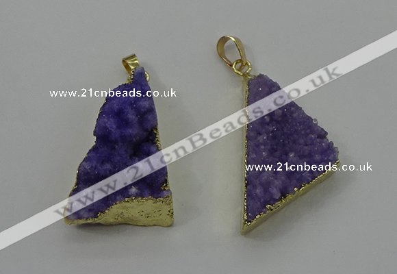 NGP4102 22*35mm - 24*40mm triangle druzy quartz pendants wholesale