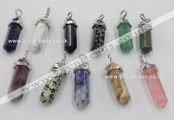 NGP5023 8*30mm sticks mixed gemstone pendants wholesale