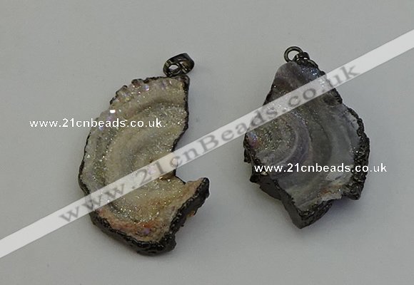 NGP6414 30*35mm - 35*40mm freeform plated druzy agate pendants