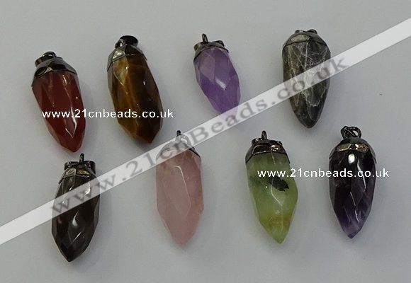 NGP6448 12*24mm - 15*30mm faceted bullet mixed gemstone pendants